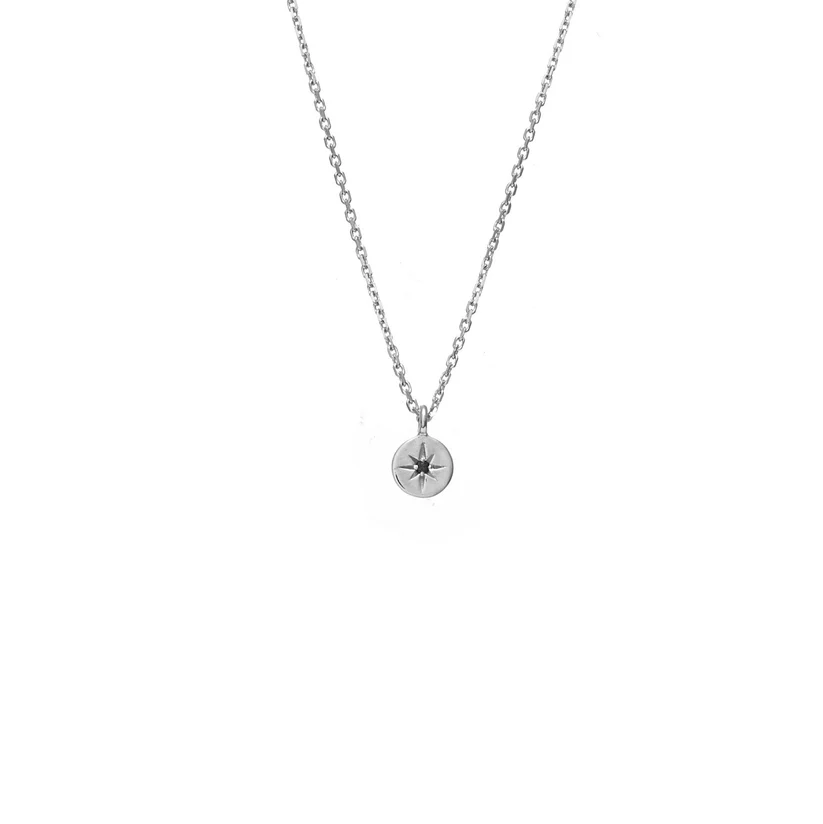 Petite North Star Necklace (Black Diamond/Silver)