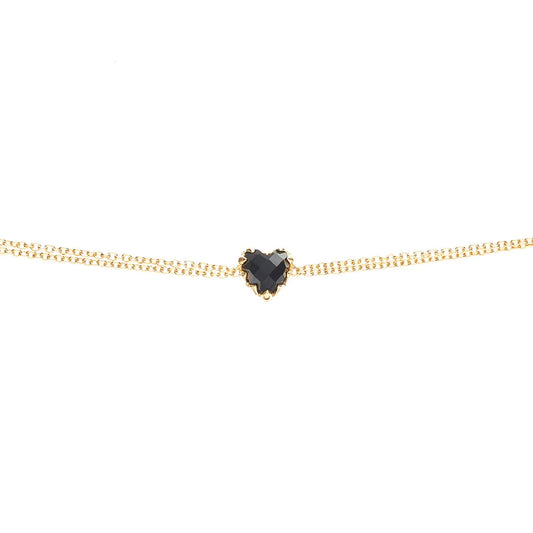 Love Claw Bracelet Onyx - Gold Plated