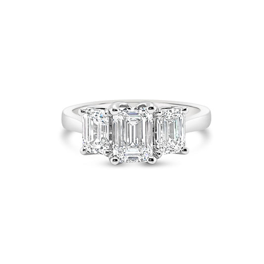 18k White Gold 2.00ct Lab Grown Diamond 3 Stone Ring