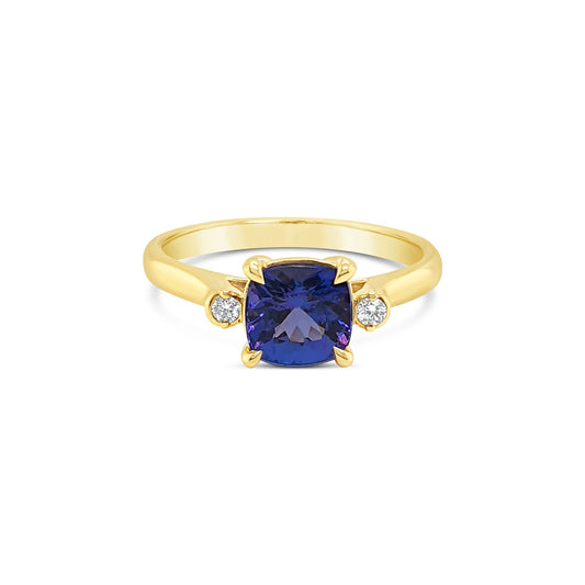 9k Yellow Gold Tanzanite & Diamond Dress Ring