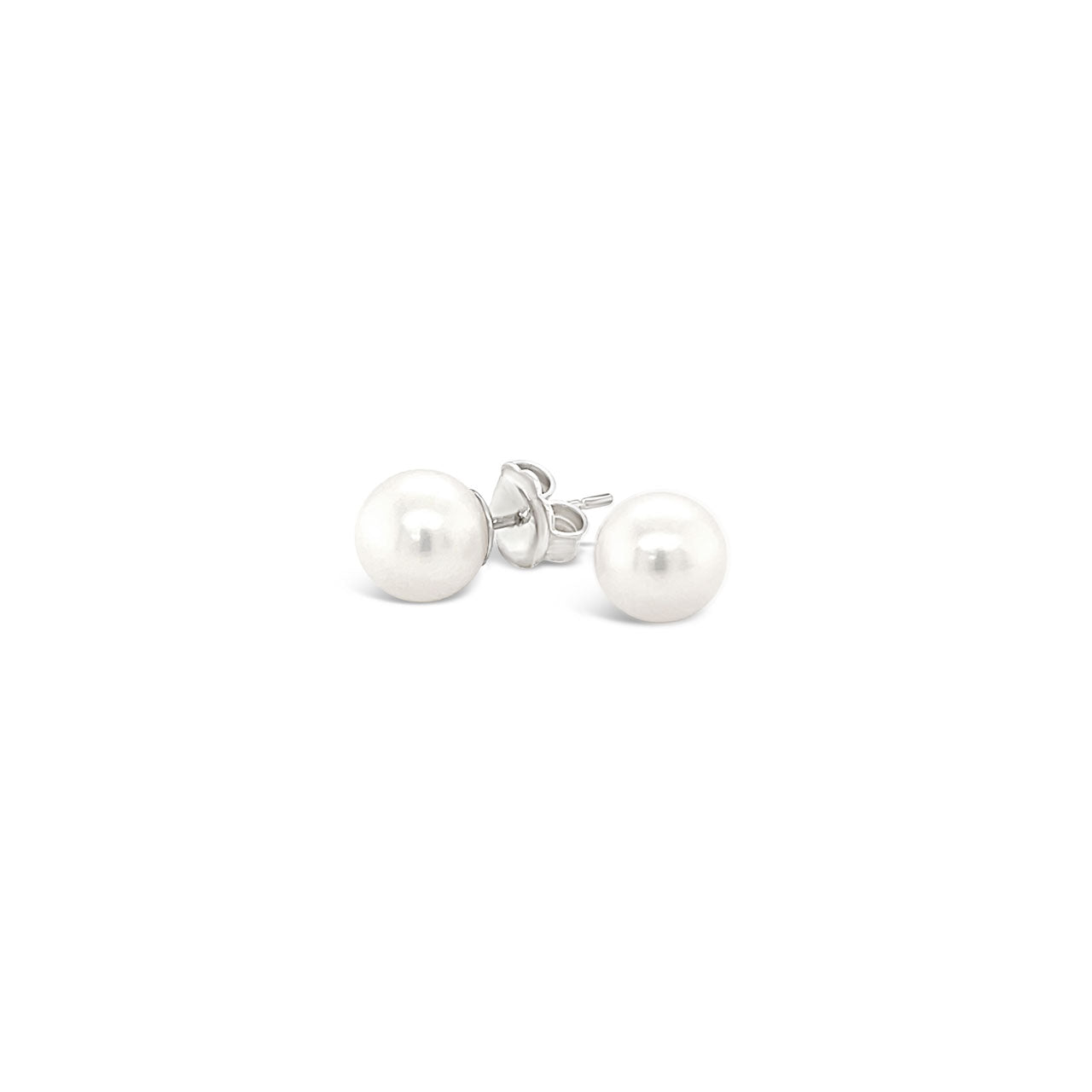 Sterling Silver 7-7.5mm Round Fresh Water Pearl Stud Earrings
