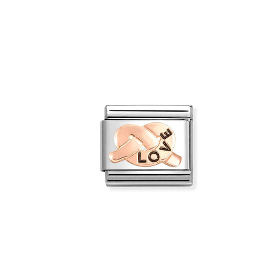 Composable Classic Link 430202/35 Love Knot 9K Rose Gold And Black Enamel