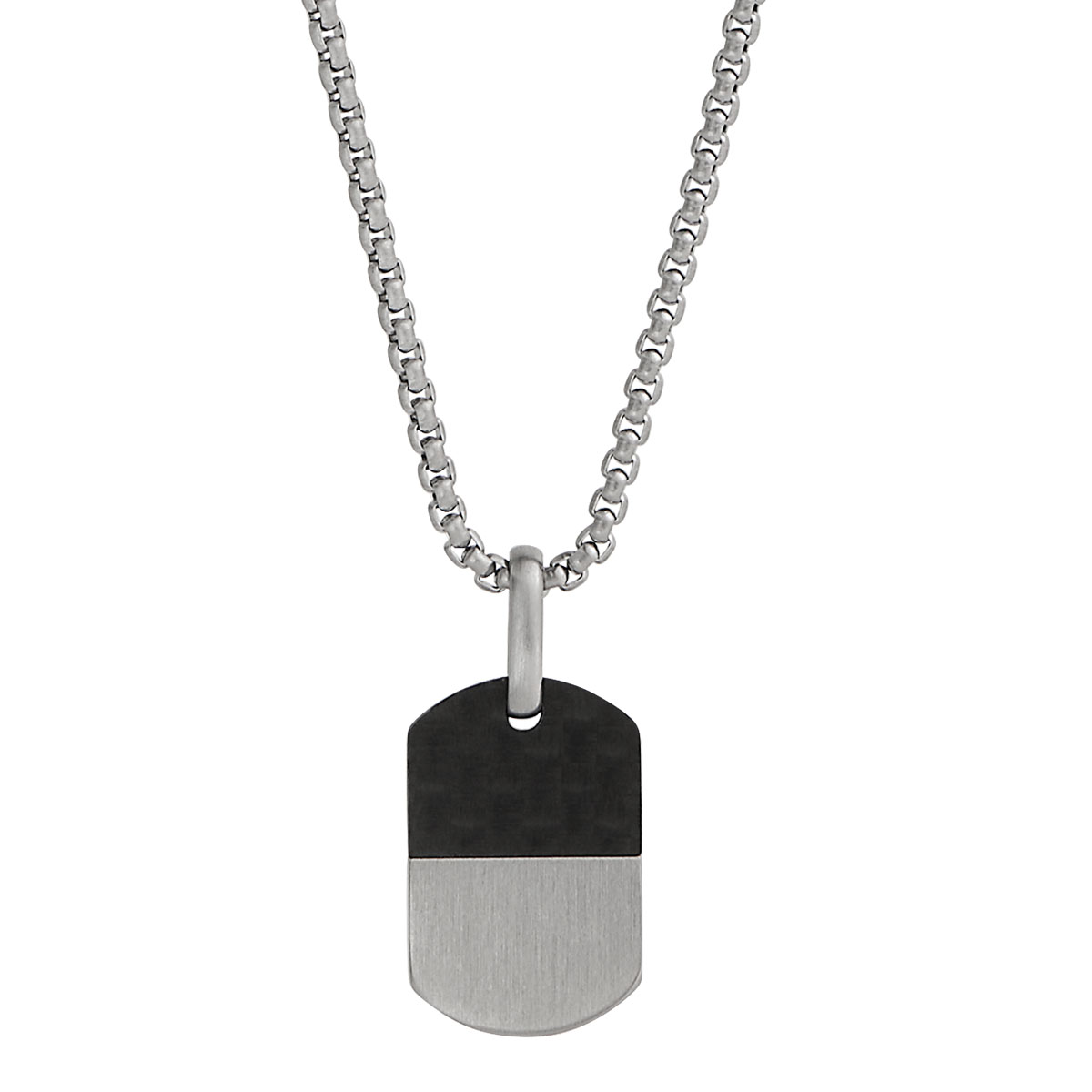 The Aviator Carbon Fibre and Steel Dog Tag Pendant