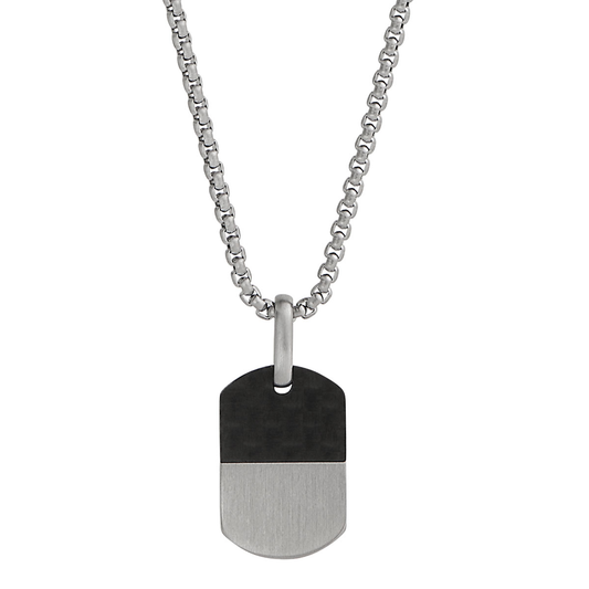 The Aviator Carbon Fibre and Steel Dog Tag Pendant