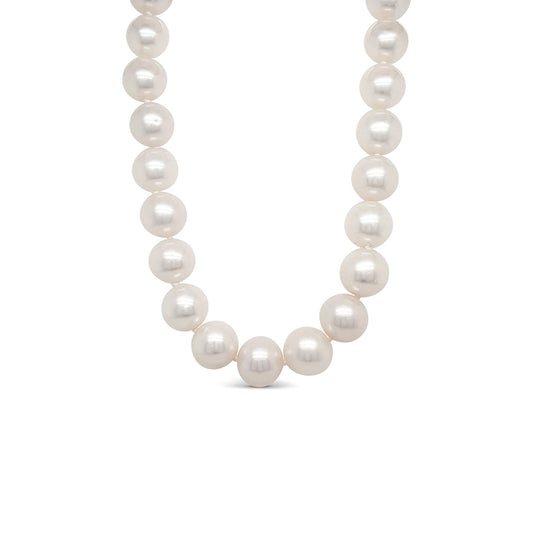 Sterling Silver 10-11.5mm White Round Pearl Necklace