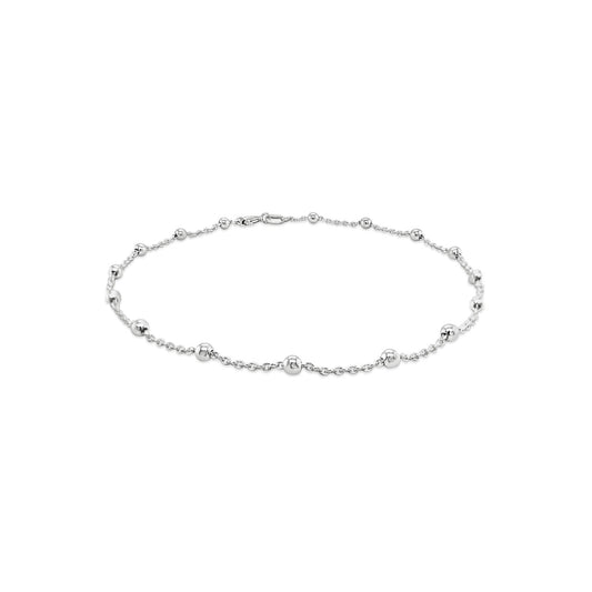Sterling Silver Fine Cable Chain with 3mm Balls 25cm Anklet