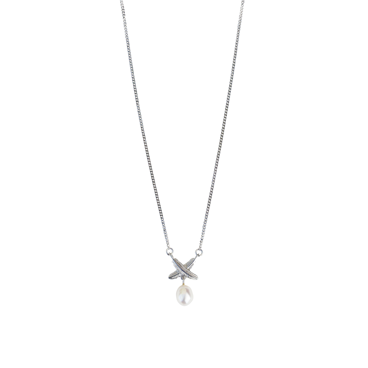 Sterling Silver & Fresh Water Pearl Feather Kiss Pearl Pendant