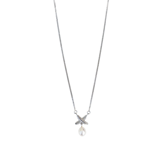 Sterling Silver & Fresh Water Pearl Feather Kiss Pearl Pendant