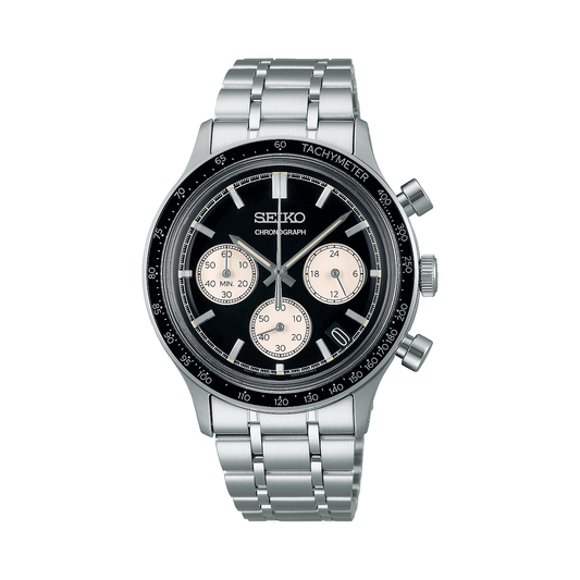 Seiko - SSB479P Stainless Steel & Black Chronograph Dress Watch