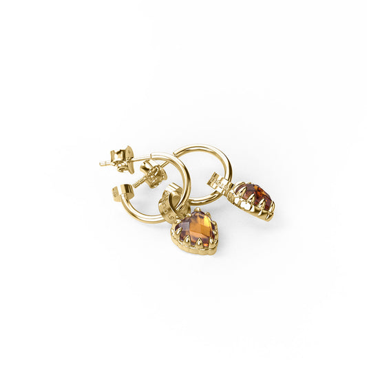 Love Anchor Earrings Citrine - Gold Plated