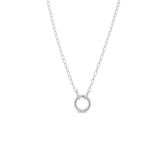 45cm Sterling Silver Round Spring Clasp Charm Holder Necklace