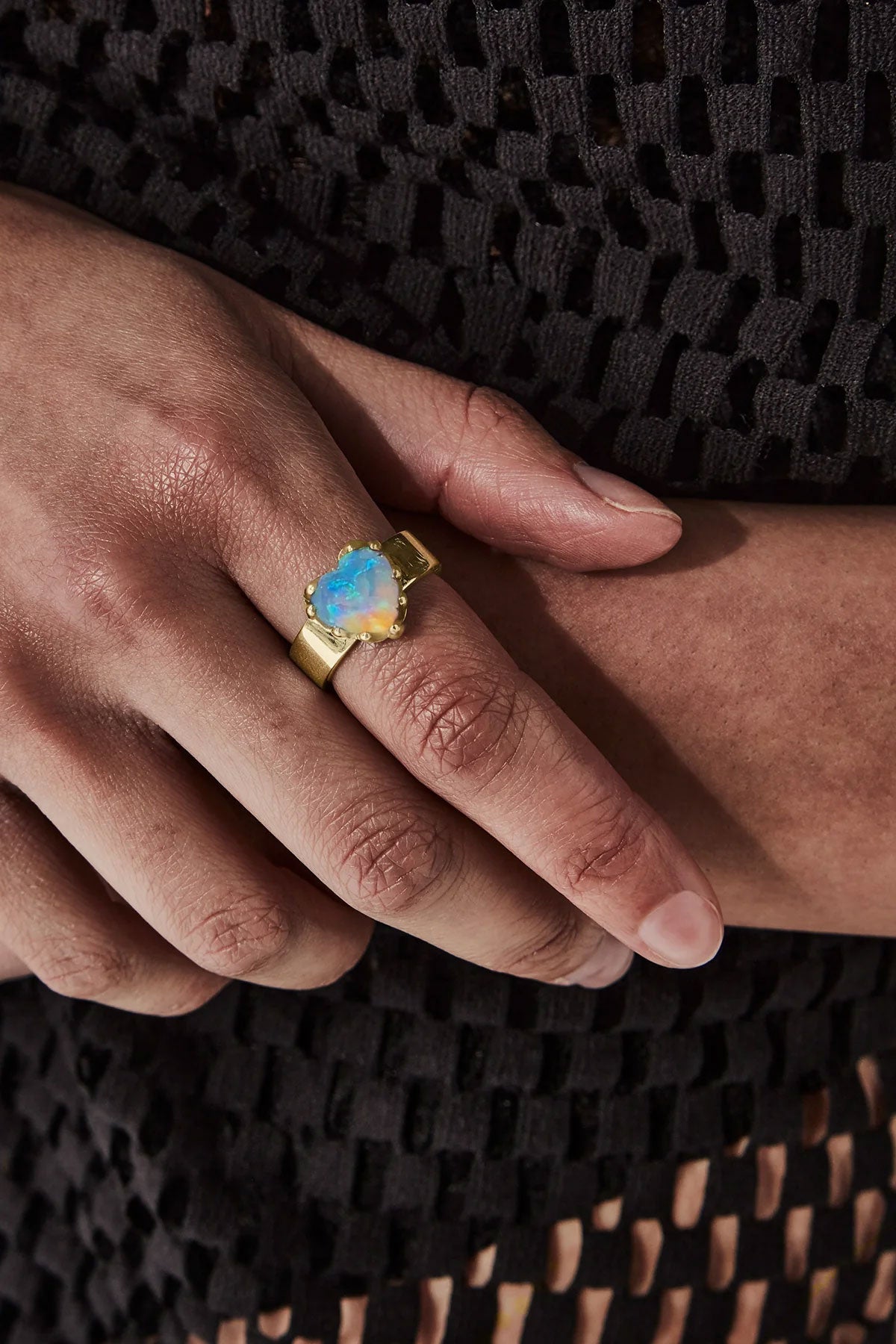 Love Claw Ring Bello Opal - Gold Plated - Size Q