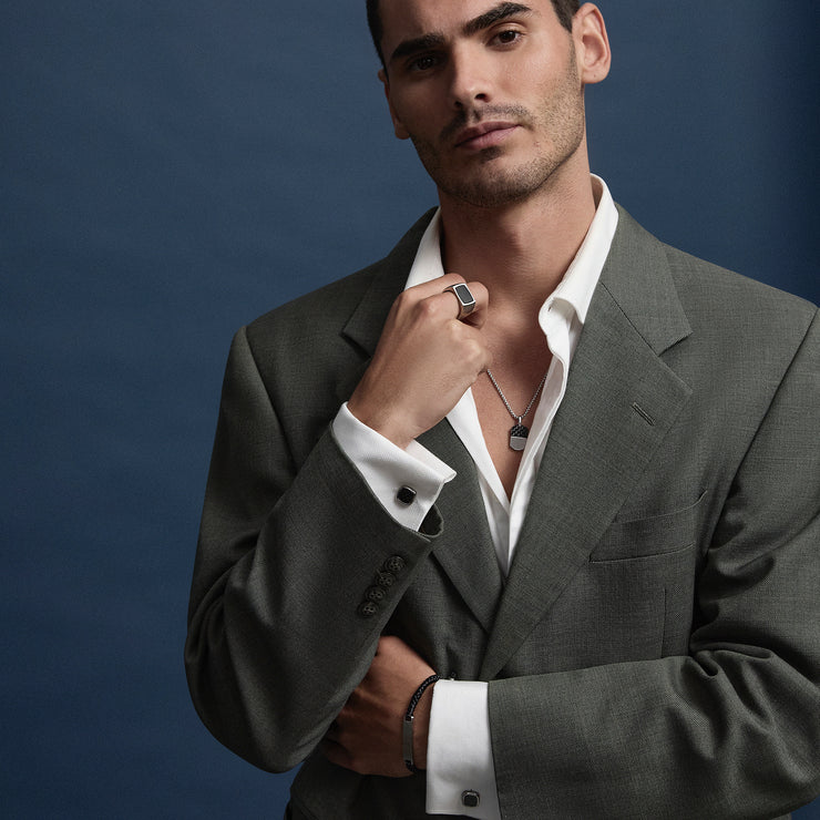 The Aviator Carbon Fibre and Steel Dog Tag Pendant