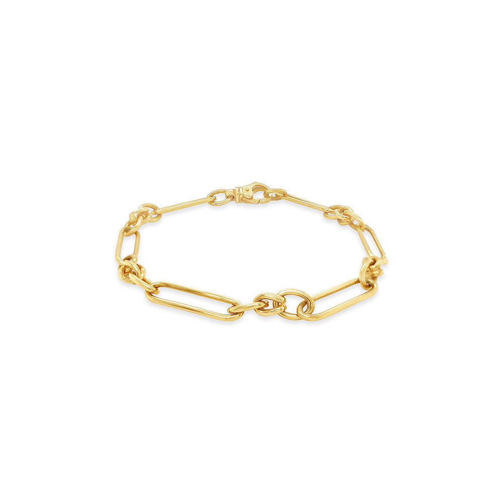 9k Yellow Gold Paper Link with Twist Bracelet