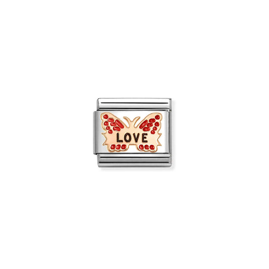 Composable Classic Link 430202/47 Red Love Butterfly in 9k Rose Gold