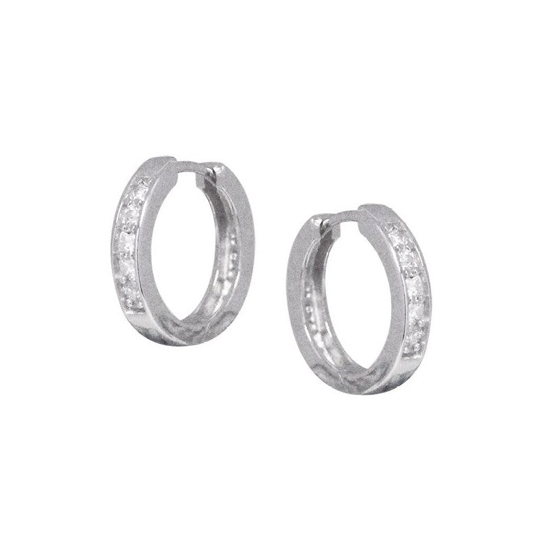 Sterling Silver CZ Huggie Hoops