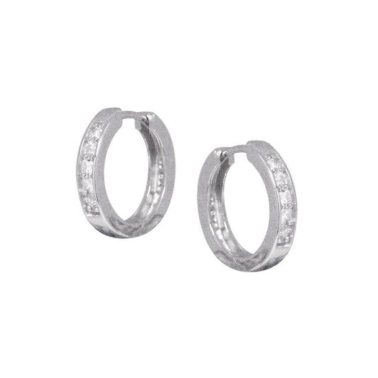 Sterling Silver CZ Huggie Hoops