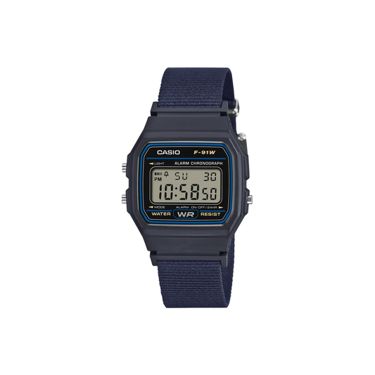 Casio Blue Digital Watch with Cloth Band - F91WF-2A