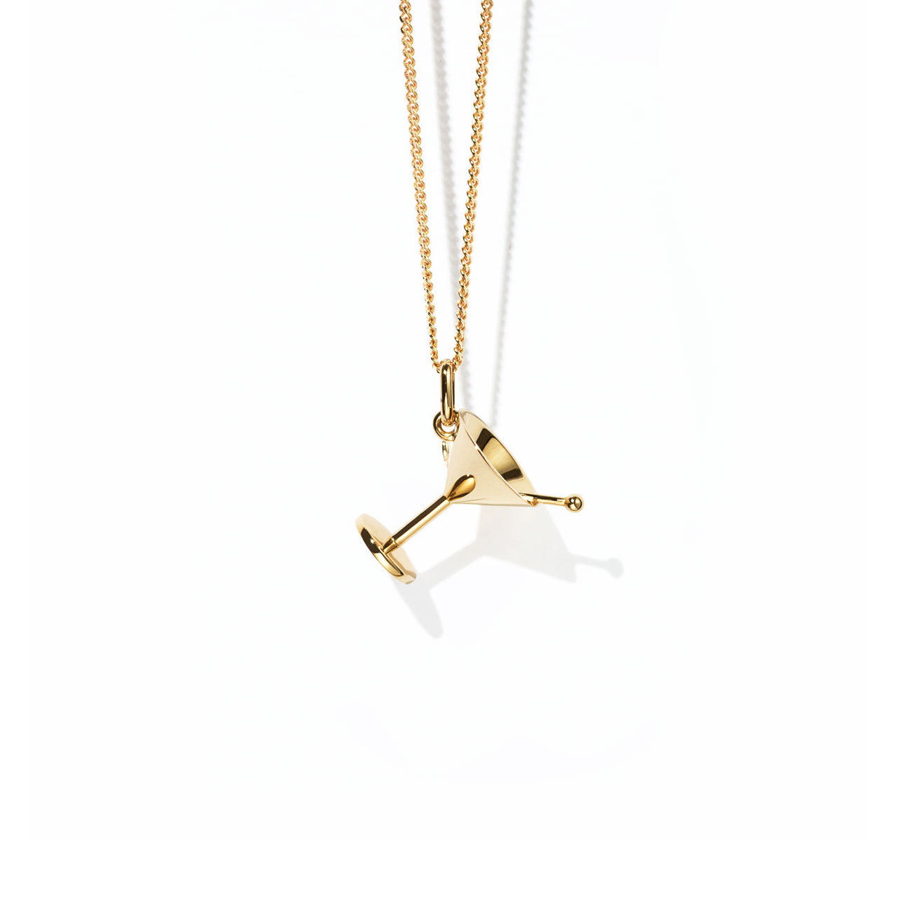 Sterling Silver Gold Plated Green Sapphire Martini Charm Necklace