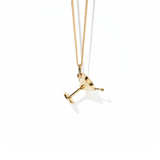 Sterling Silver Gold Plated Green Sapphire Martini Charm Necklace