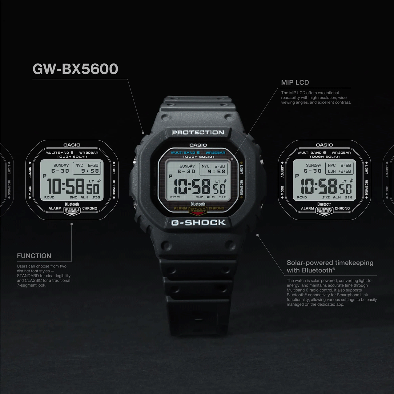 G-Shock - Black Tough Solar 5600 Series Watch - GWBX5600-1D