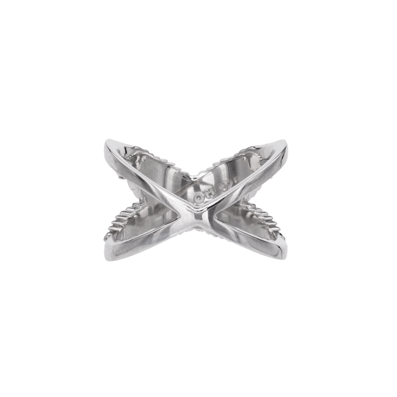 Sterling Silver Rocksteady Feather Kiss Cross Ring