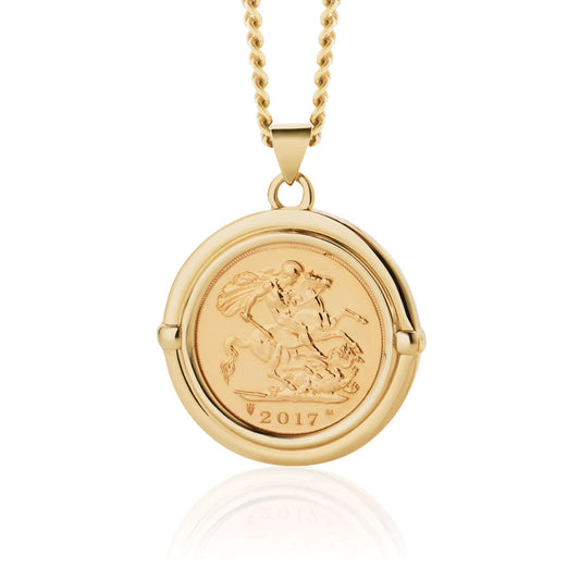 9k Yellow Gold Half Sovereign Plain Pendant