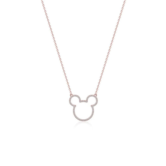 Disney - Mickey Mouse Crystal Outline Necklace - Rose Gold Plated