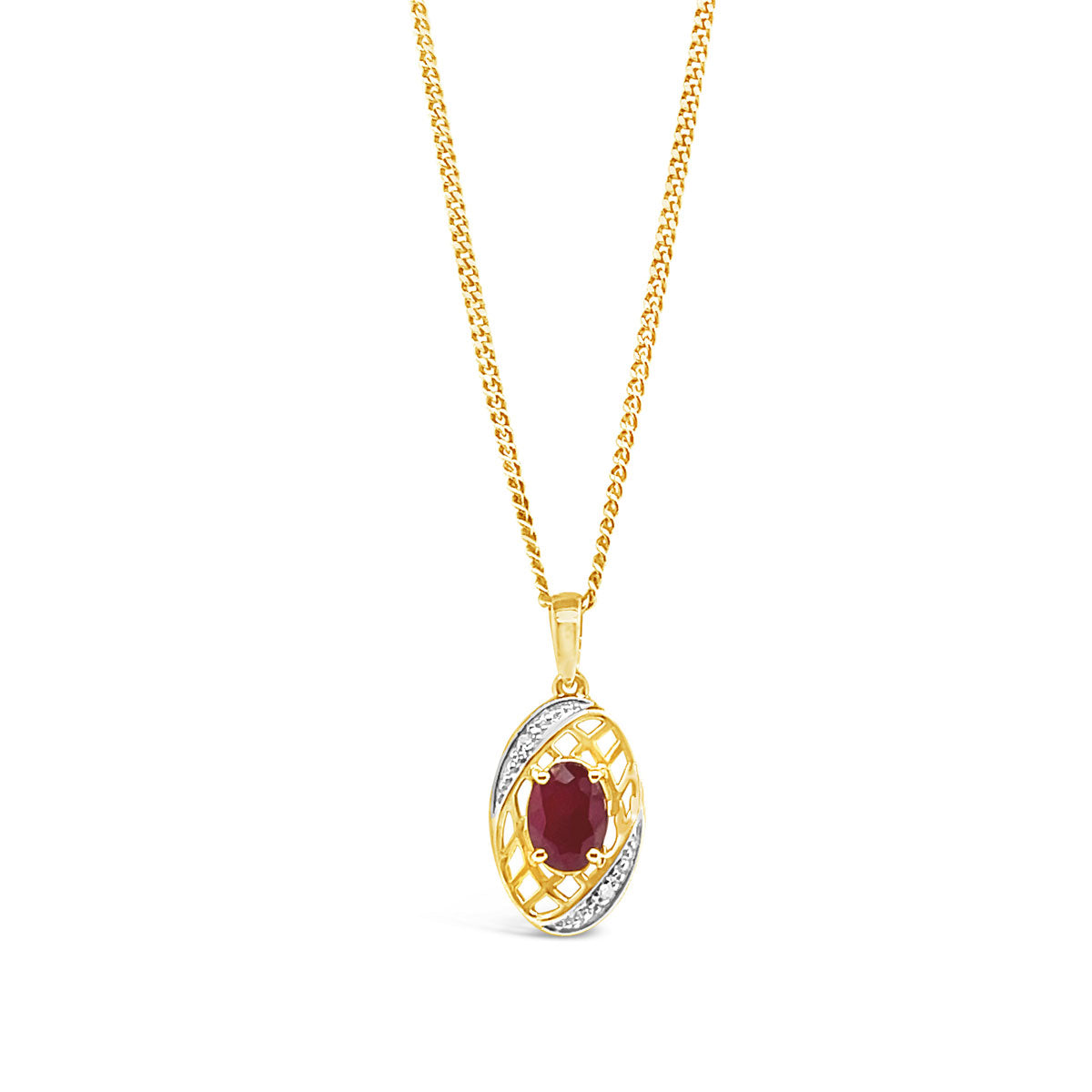 Ruby & Diamond 9k Yellow Gold Pendant