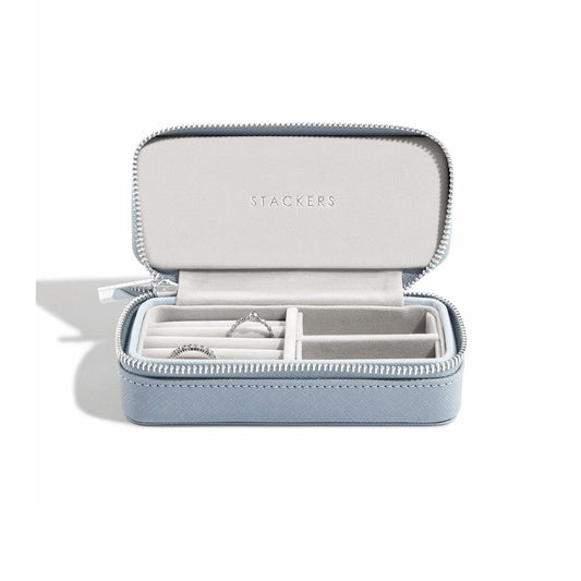 Dusky Blue Medium Travel Jewellery Box