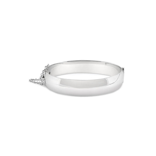 Sterling Silver Traditional Solid Plain 12mm Hinged Bangle