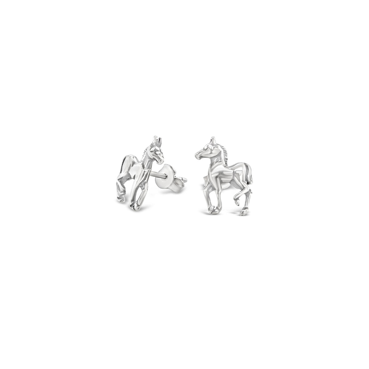 Sterling Silver Medium Horse Stud Earrings