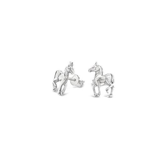 Sterling Silver Medium Horse Stud Earrings