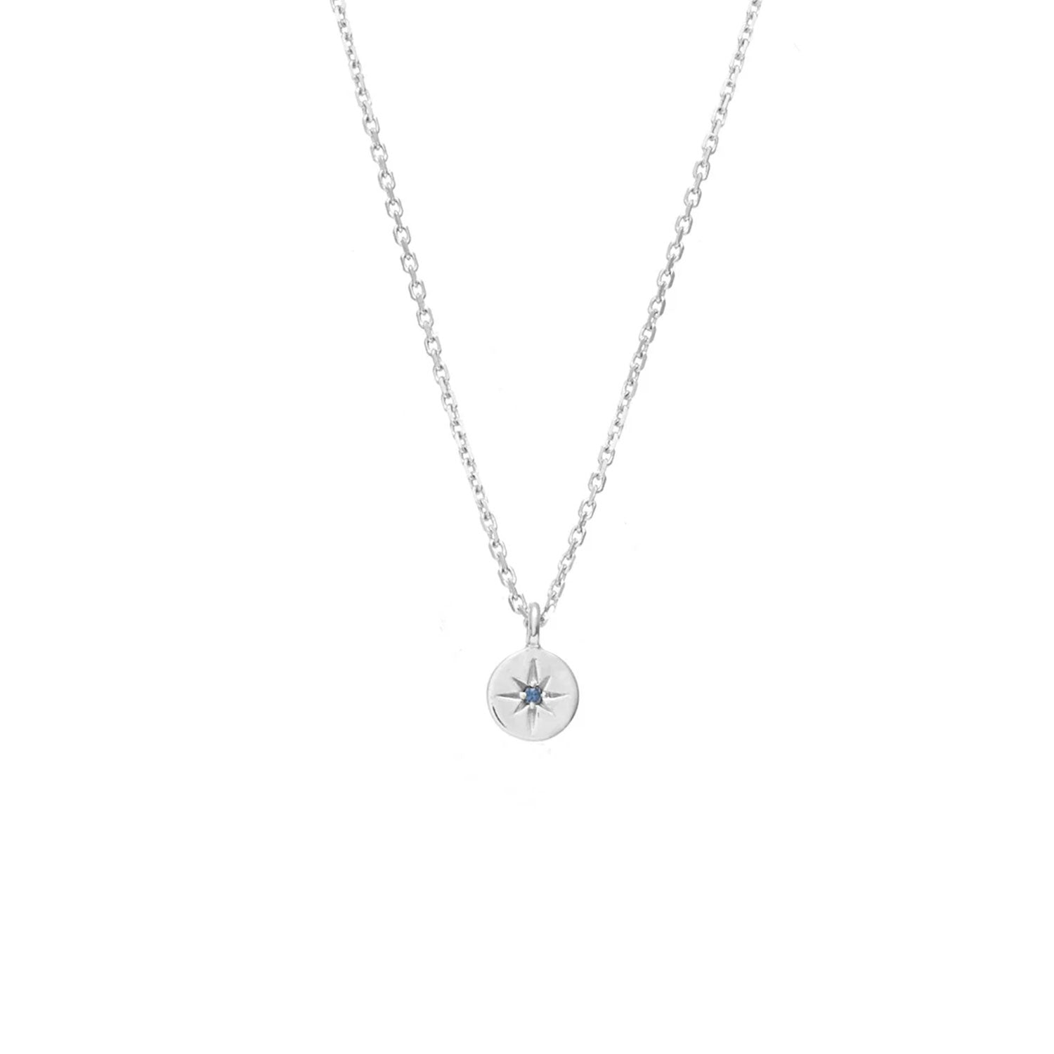 Petite North Star Necklace Blue Sapphire + Silver