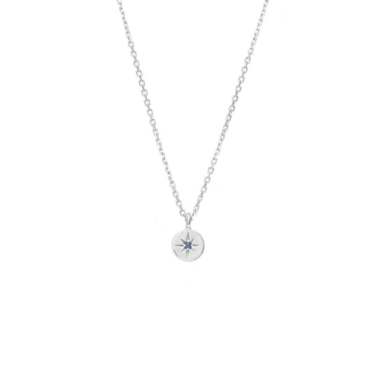 Petite North Star Necklace Blue Sapphire + Silver