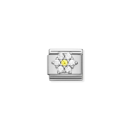 Composable Classic Link 330322/01 White & Yellow Flower CZ In Silver
