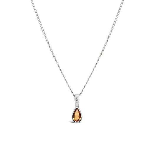 9k White Gold Topaz Pear Shaped Pendant