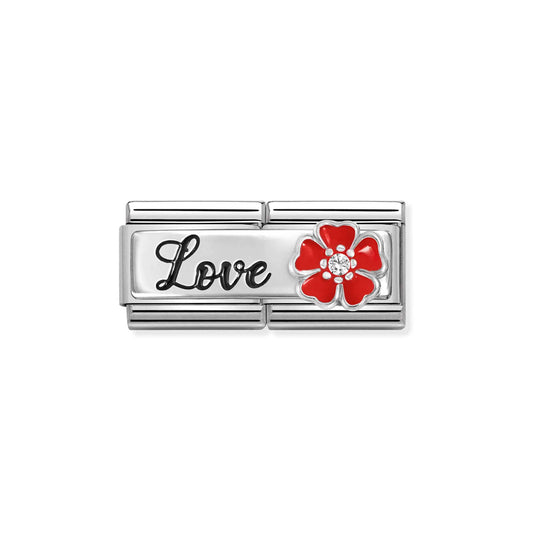 Composable Classic Double Link 330734/14 Love With Red Flower In 925 Silver
