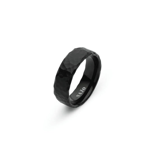 Midnight Men's Black PVD Steel Ring - Size Z+1