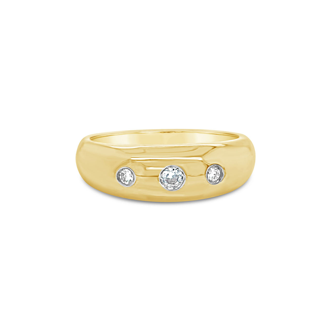 9k Yellow Gold Diamond Three Stone Punch Set Band