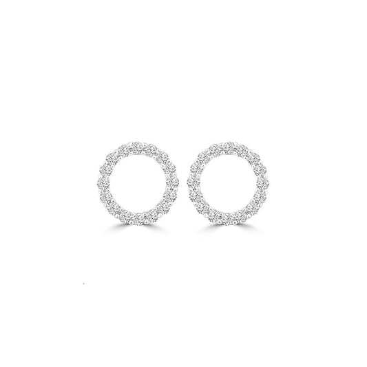 9k White Gold 0.20ct Diamond Stud Circle Earrings