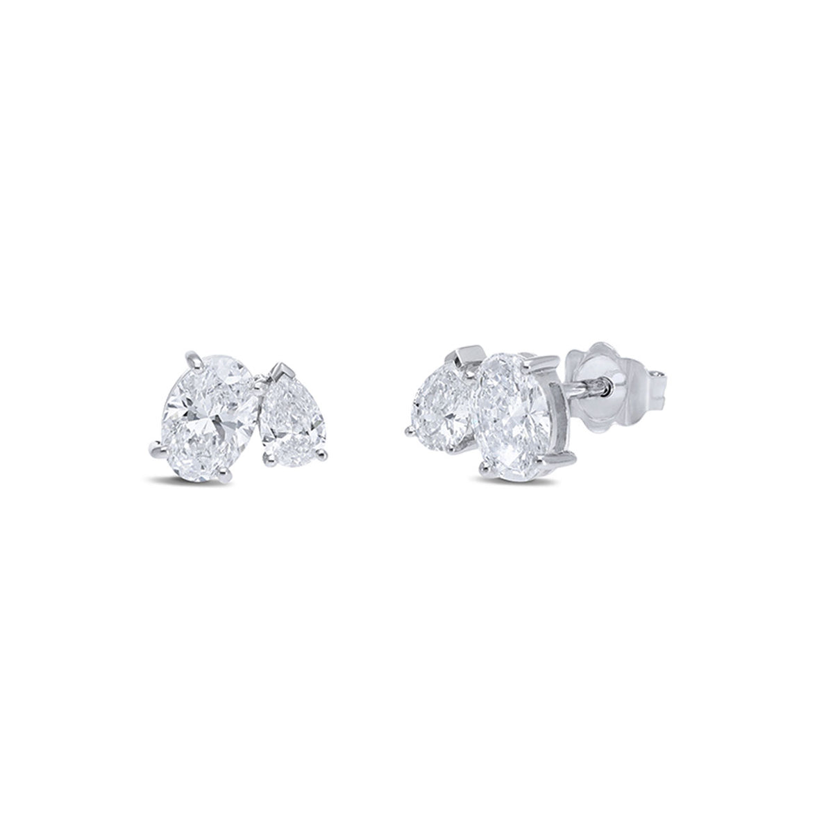 9k White Gold 1.40ct Lab Diamond Toi et Moi Stud Earrings