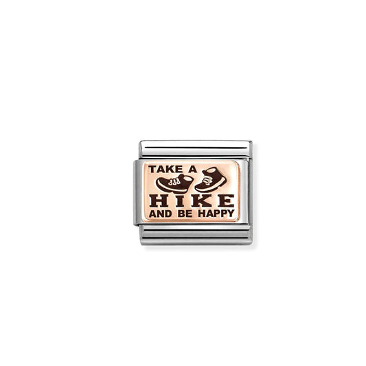 Composable Classic Link 430111/20 Take A Hike And Be Happy 9K Rose Gold And Black Enamel