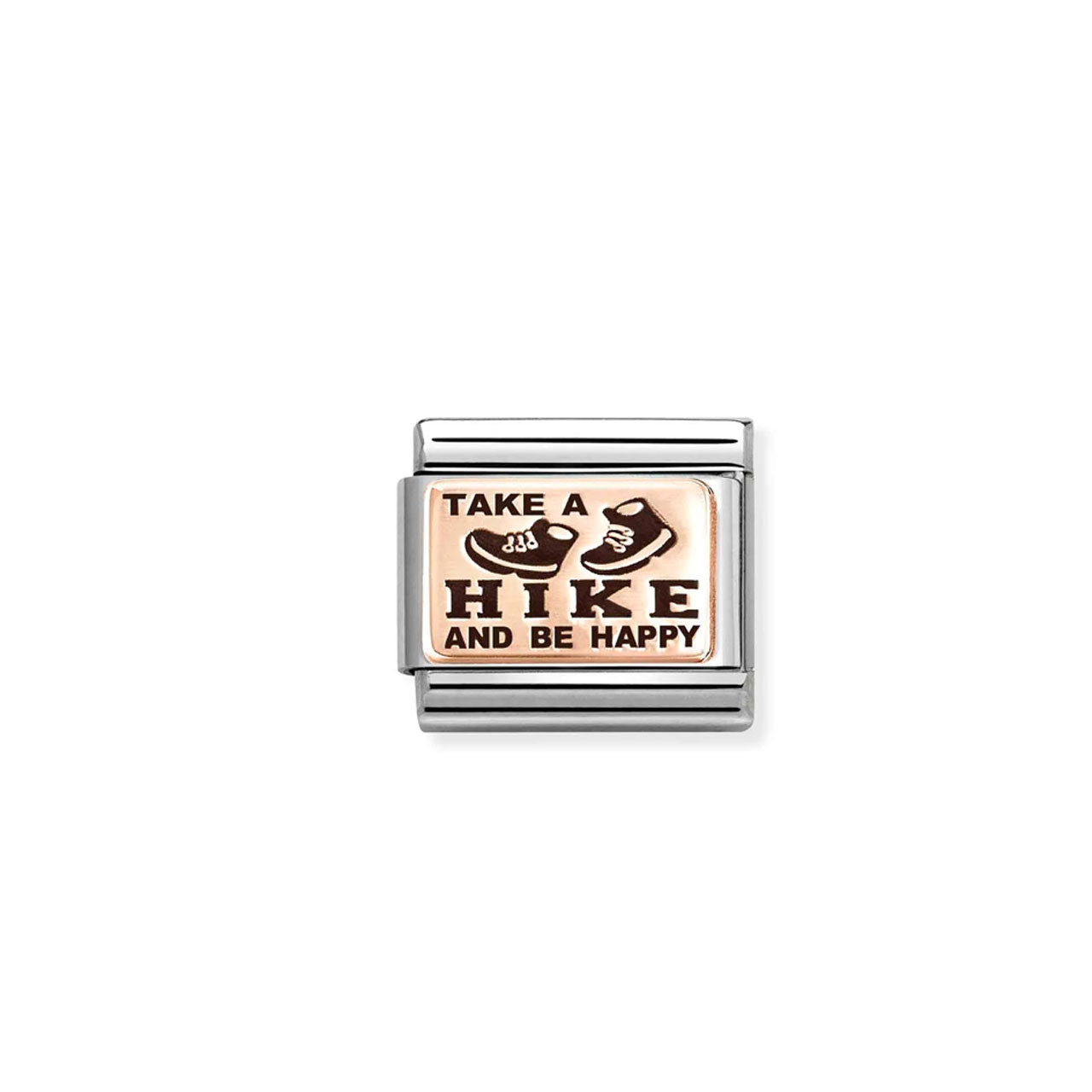 Composable Classic Link 430111/20 Take A Hike And Be Happy 9K Rose Gold And Black Enamel