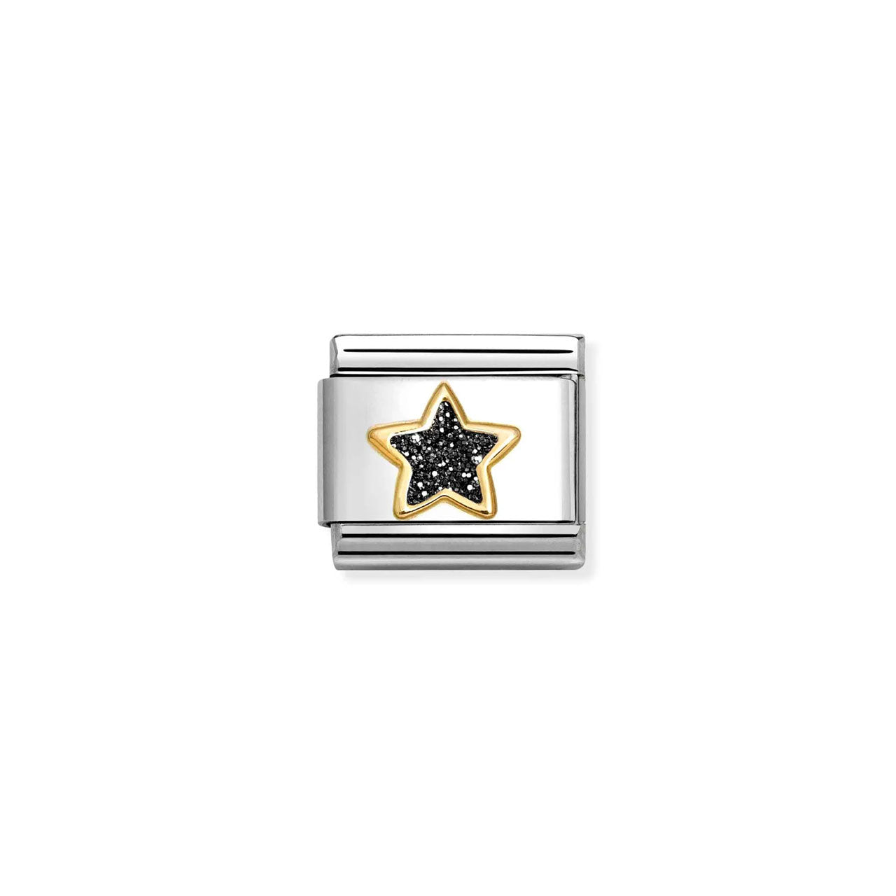 Composable Classic Link 030220/20 Star In 18K Gold & Black Glitter Enamel