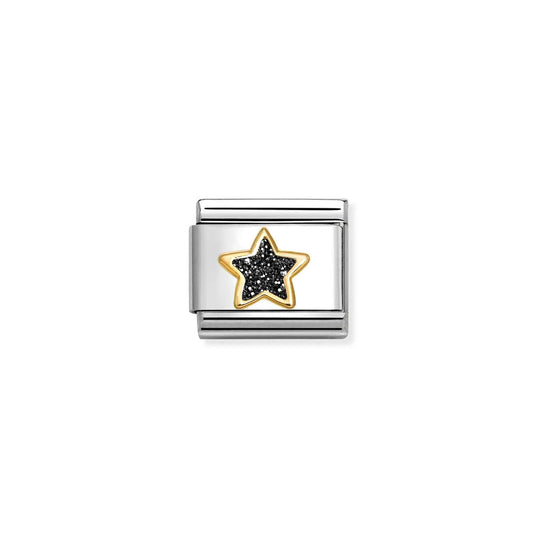 Composable Classic Link 030220/20 Star In 18K Gold & Black Glitter Enamel