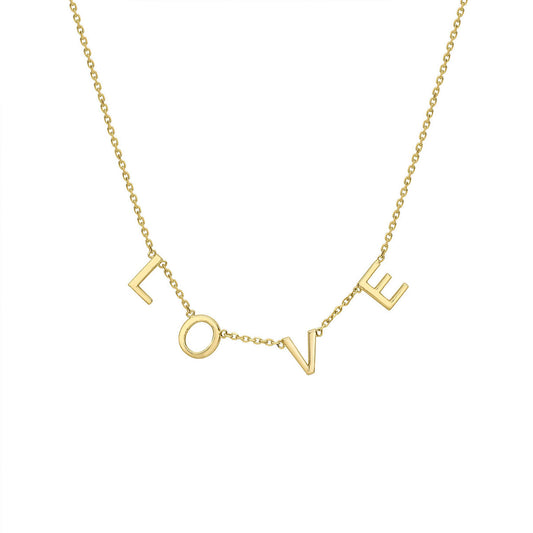 9k Yellow Gold 38cm-43cm 'Love' Necklace