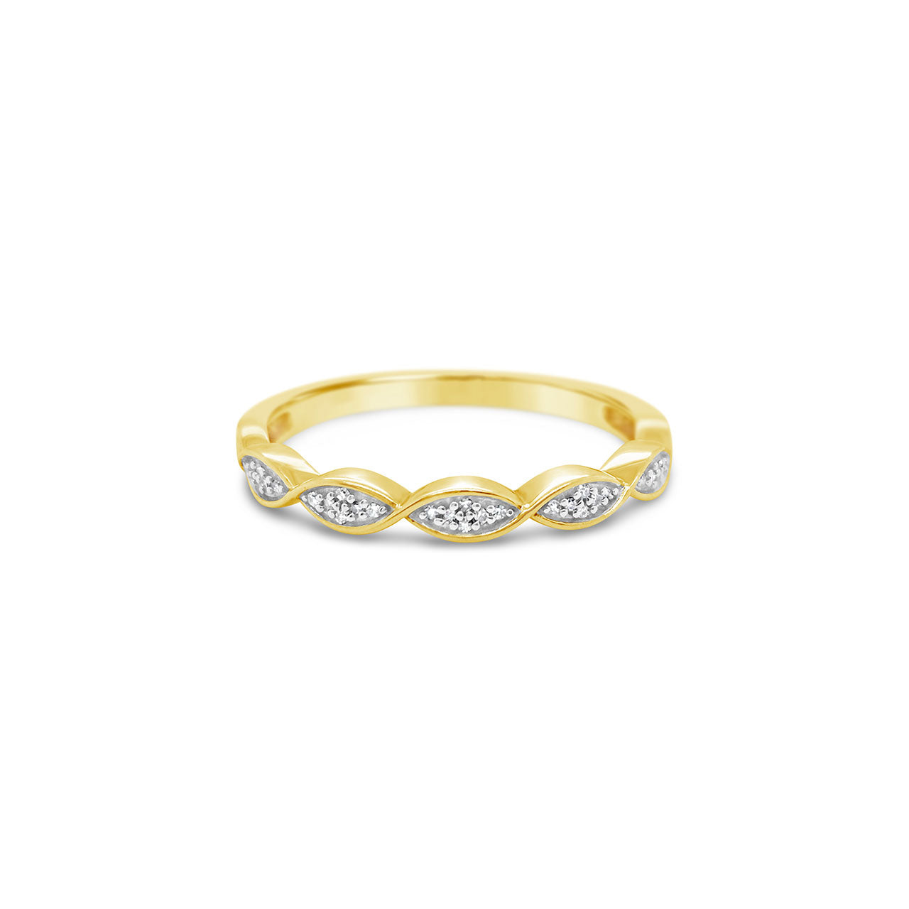 9k Yellow Gold Diamond Stacker Band Dress Ring