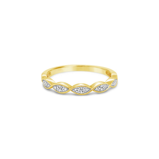 9k Yellow Gold Diamond Stacker Band Dress Ring