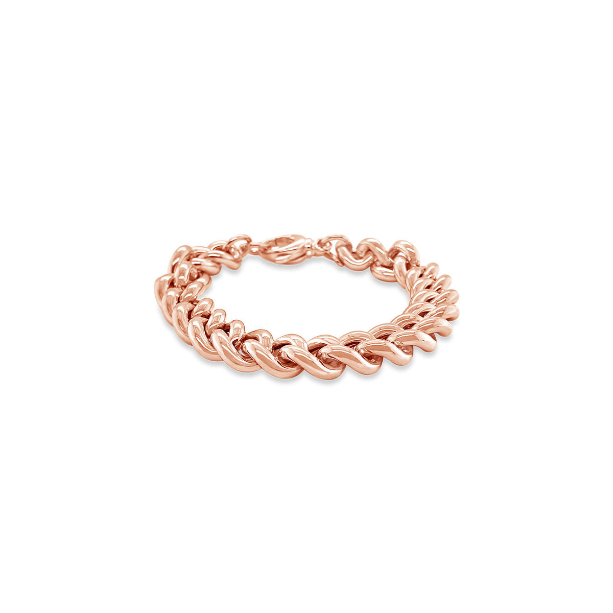 19cm Sterling Silver Rose Gold Plated Large Curb Link Bracelet